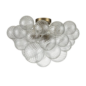 Farmhouze Light-Glam 3-Light Swirled Glass Globe Bubble Flush Mount Chandelier-Chandelier-3-Light-Nickel