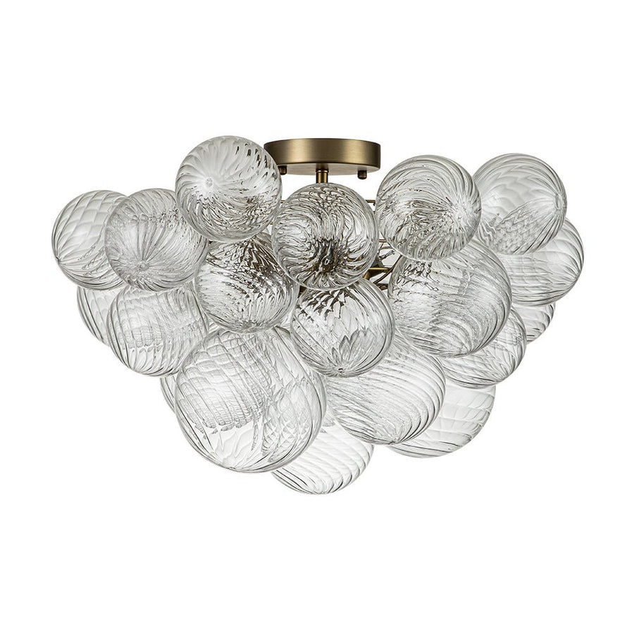 Farmhouze Light-Glam 3-Light Swirled Glass Globe Bubble Flush Mount Chandelier-Chandelier-3-Light-Nickel