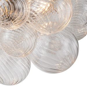 Farmhouze Light-Glam 3-Light Swirled Glass Globe Bubble Flush Mount Chandelier-Chandelier-3-Light-Nickel