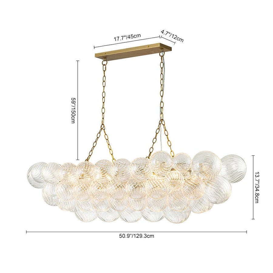 Farmhouze Light-Glam Swirled Glass Globe Brass Island Chandelier-Chandelier-Brass-