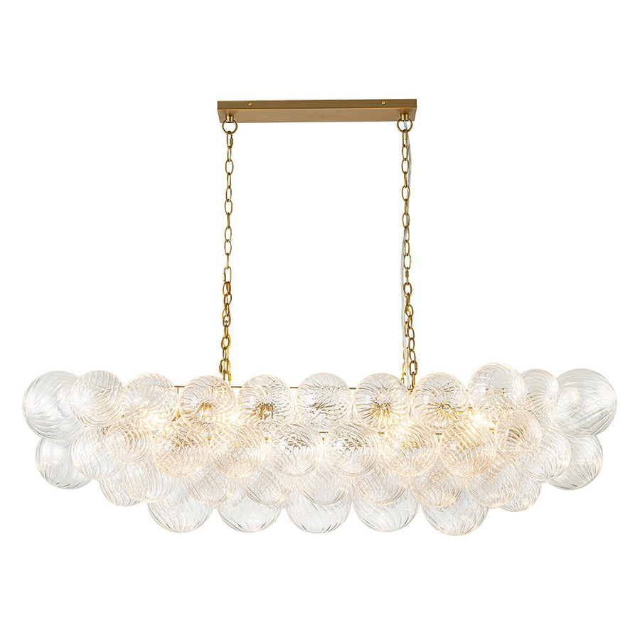 Farmhouze Light-Glam Swirled Glass Globe Brass Island Chandelier-Chandelier-Brass-