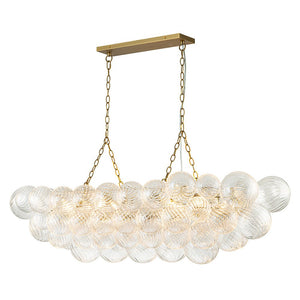 Farmhouze Light-Glam Swirled Glass Globe Brass Island Chandelier-Chandelier-Brass-