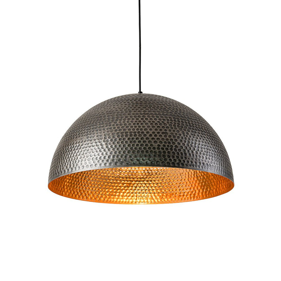 Farmhouze Light-Industrial 1-Light Hammered Oversized Metal Dome Pendant-Chandelier-Dark Silver-23in