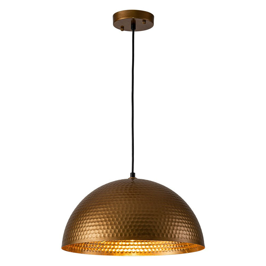 Farmhouze Light-Industrial 1-Light Hammered Oversized Metal Dome Pendant-Chandelier-Dark Silver-23in