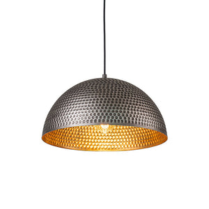 Farmhouze Light-Industrial 1-Light Hammered Oversized Metal Dome Pendant-Chandelier-Dark Silver-23in