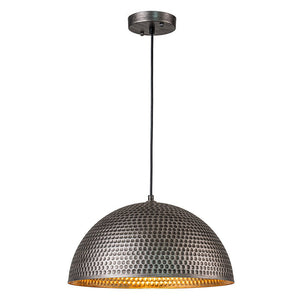 Farmhouze Light-Industrial 1-Light Hammered Oversized Metal Dome Pendant-Chandelier-Dark Silver-23in