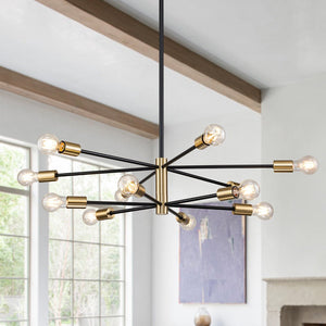 Farmhouze Light-Industrial Classic Linear Sputnik Light Fixture-Chandelier-12-Light-