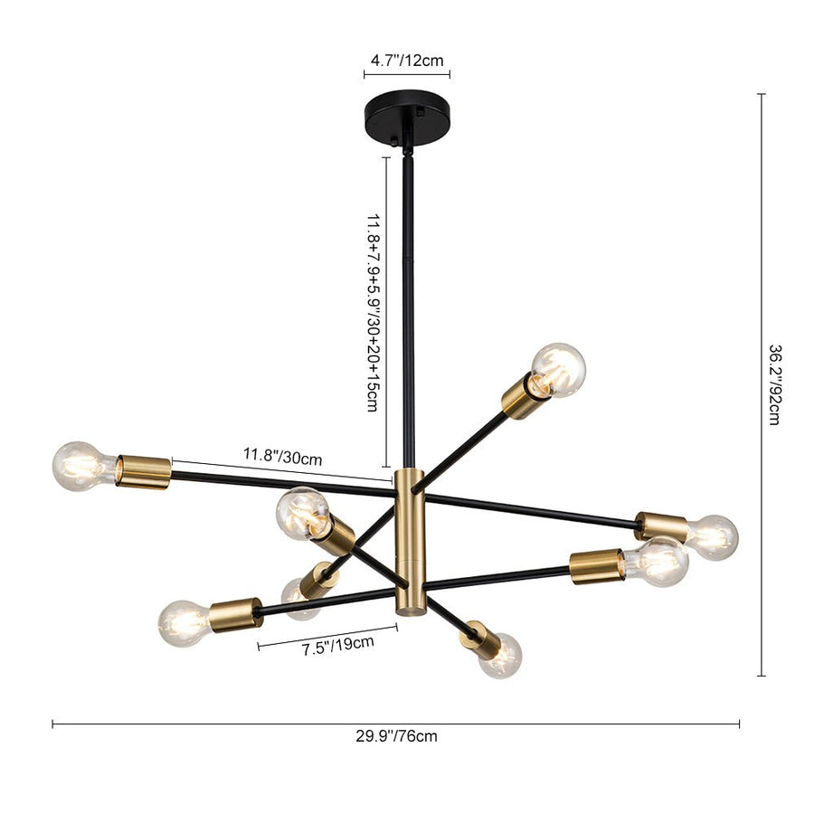 Farmhouze Light-Industrial Classic Linear Sputnik Light Fixture-Chandelier-6-Light-