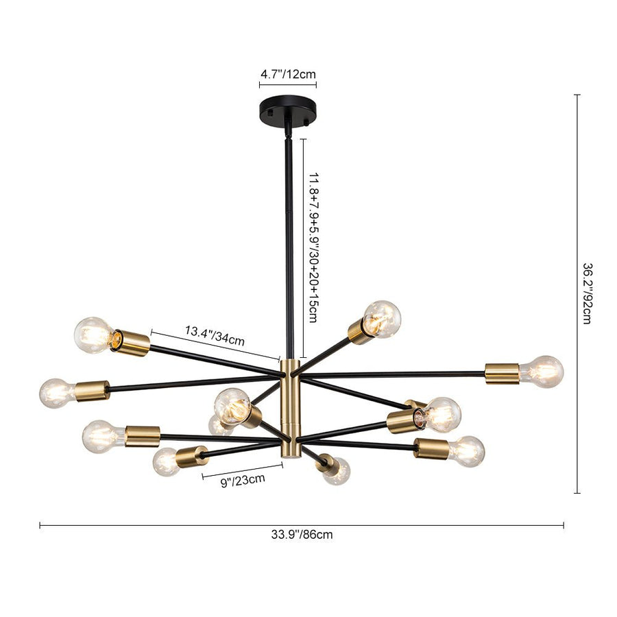 Farmhouze Light-Industrial Classic Linear Sputnik Light Fixture-Chandelier-6-Light-