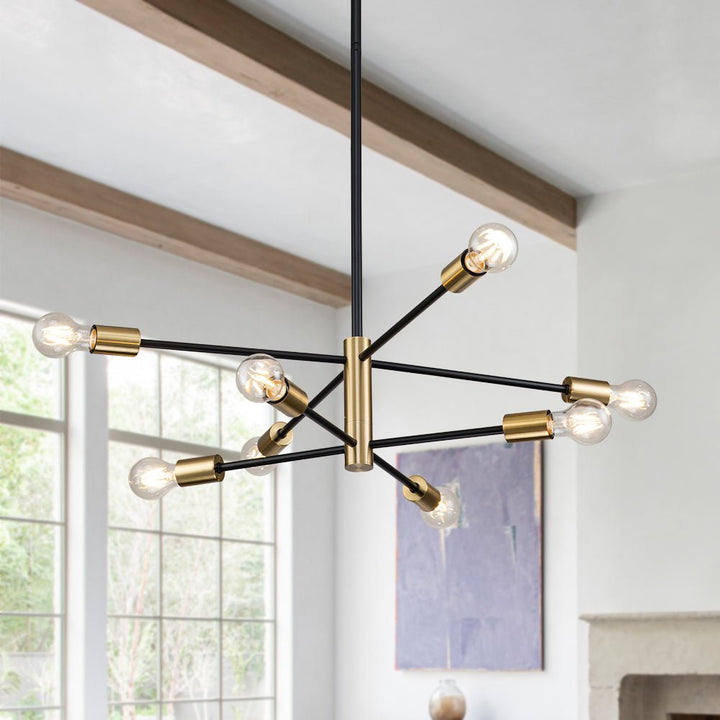 Farmhouze Light-Industrial Classic Linear Sputnik Light Fixture-Chandelier-8-Light-