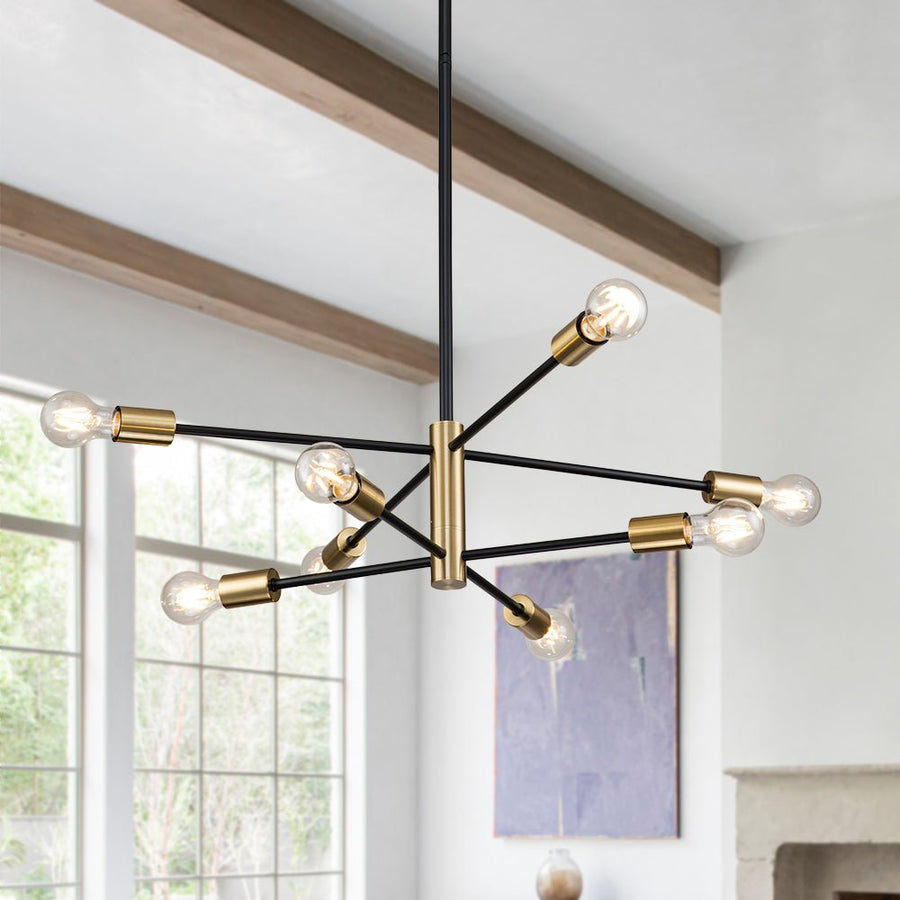 Farmhouze Light-Industrial Classic Linear Sputnik Light Fixture-Chandelier-8-Light-