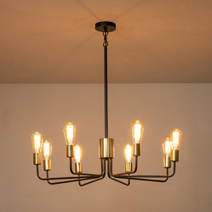 Farmhouze Light-Industrial Metal 8-Light Sputnik Chandelier-Chandelier--