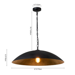 Farmhouze Light-Industrial Saucer Oversized Dome Pendant Light-Chandelier-Black-