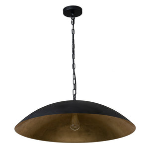 Farmhouze Light-Industrial Saucer Oversized Dome Pendant Light-Chandelier-Black-