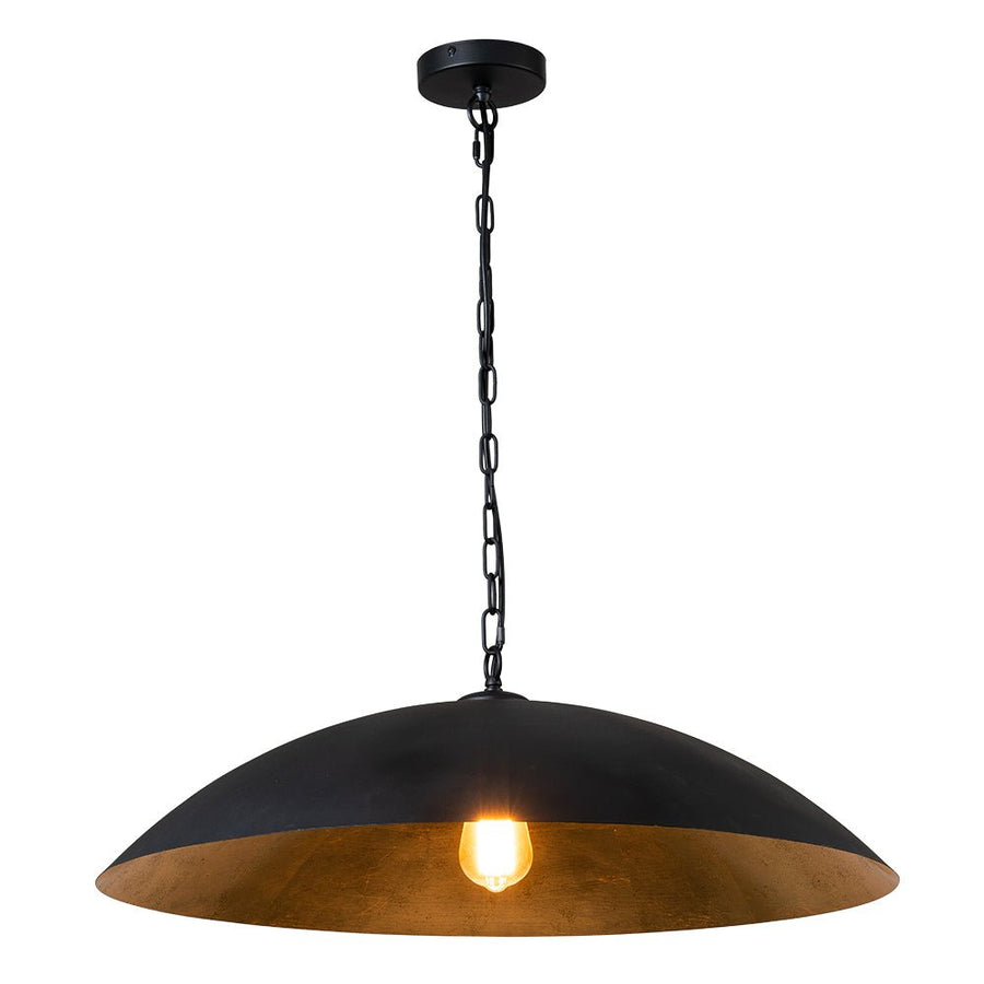 Farmhouze Light-Industrial Saucer Oversized Dome Pendant Light-Chandelier-Black-