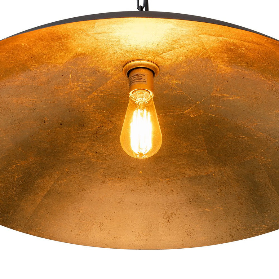 Farmhouze Light-Industrial Saucer Oversized Dome Pendant Light-Chandelier-Black-