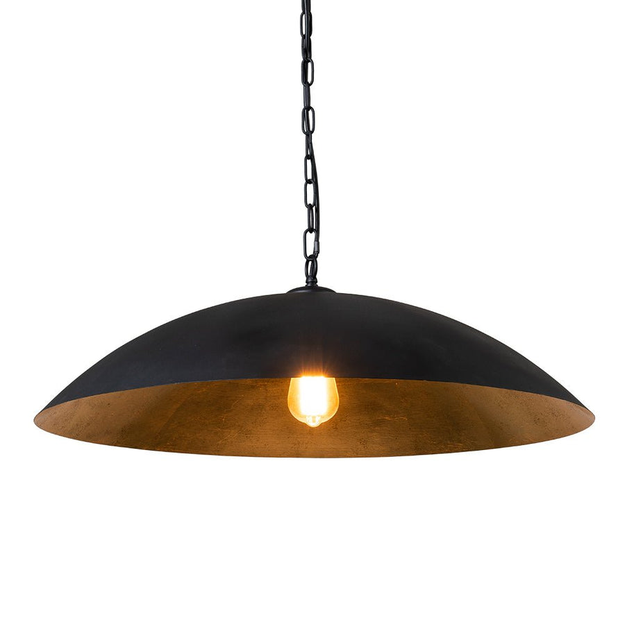 Farmhouze Light-Industrial Saucer Oversized Dome Pendant Light-Chandelier-Black-