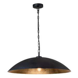 Farmhouze Light-Industrial Saucer Oversized Dome Pendant Light-Chandelier-Black-