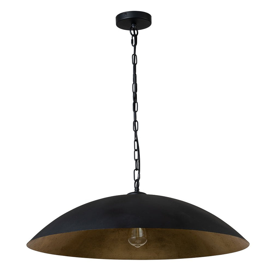 Farmhouze Light-Industrial Saucer Oversized Dome Pendant Light-Chandelier-Black-