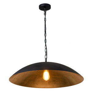 Farmhouze Light-Industrial Saucer Oversized Dome Pendant Light-Chandelier-Black-