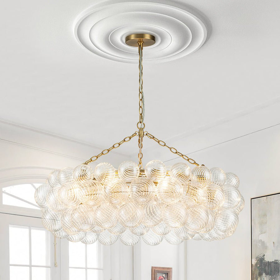 Farmhouze Light-Kitchen Dining Swirled Glass Bubble Round Chandelier-Chandelier-40in-