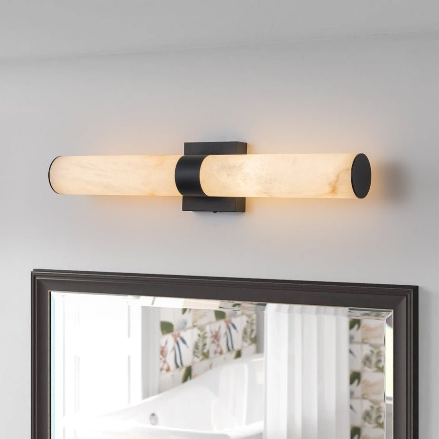 Farmhouze Light-Marble Dimmable LED 1-Light Linear Bathroom Vanity Sconce-Wall Sconce-Black-