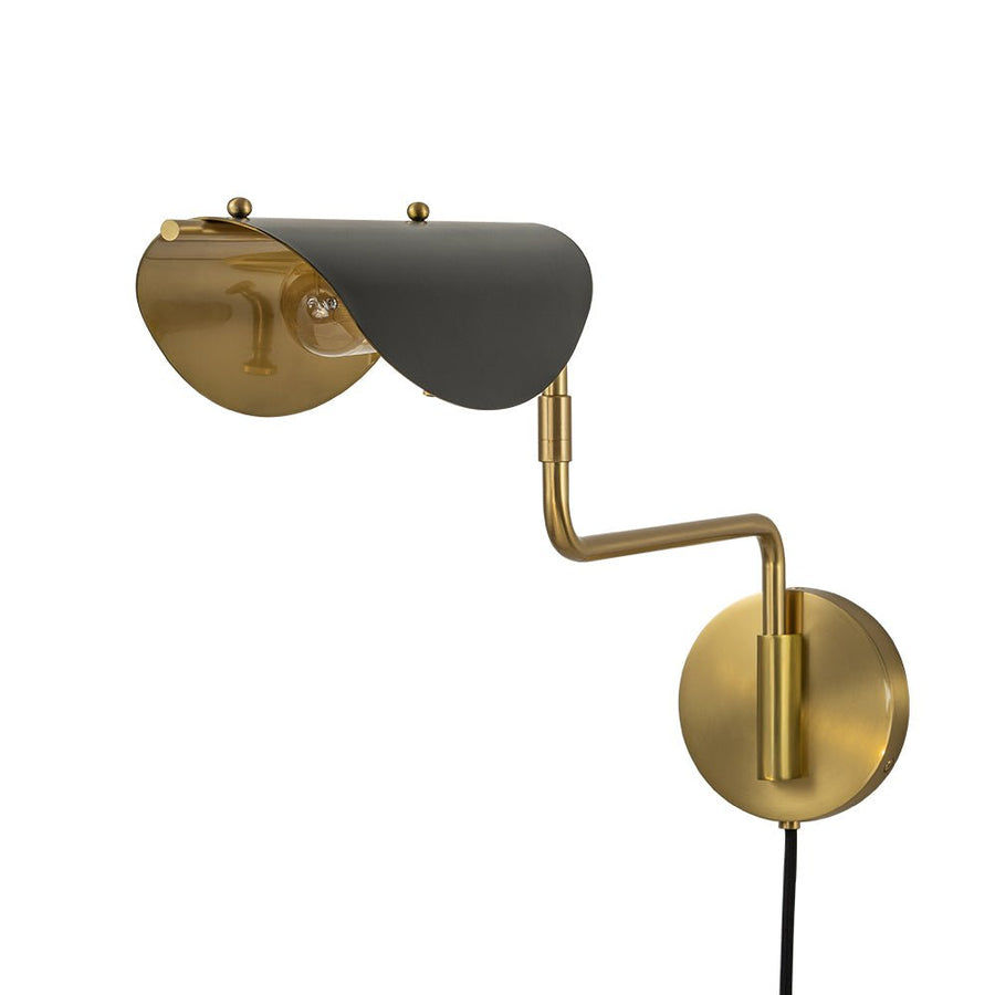 Farmhouze Light-Mid-Century 1-Light Adjustable Wall Light Sconce-Wall Sconce-Brass+Black-