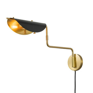 Farmhouze Light-Mid-Century 1-Light Adjustable Wall Light Sconce-Wall Sconce-Brass+Black-