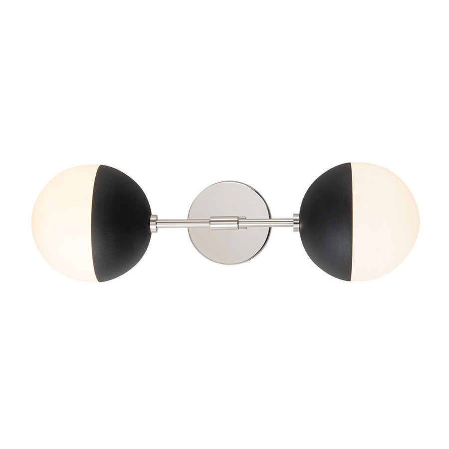 Farmhouze Light-Mid-century 2-Light Milky Glass Globe Vanity Wall Light-Wall Sconce-Nickel-