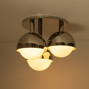 Farmhouze Light-Mid-Century 3-Light Milky Glass Globe Ceiling Light-Ceiling Light-Nickel-