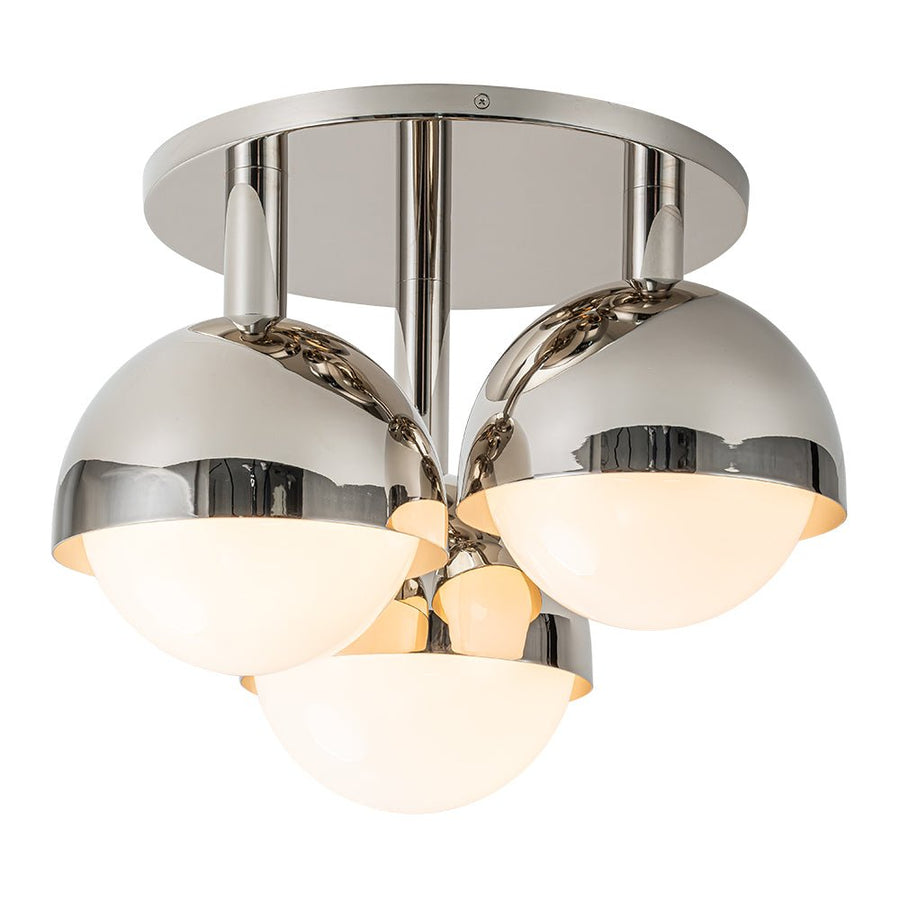 Farmhouze Light-Mid-Century 3-Light Milky Glass Globe Ceiling Light-Ceiling Light-Nickel-