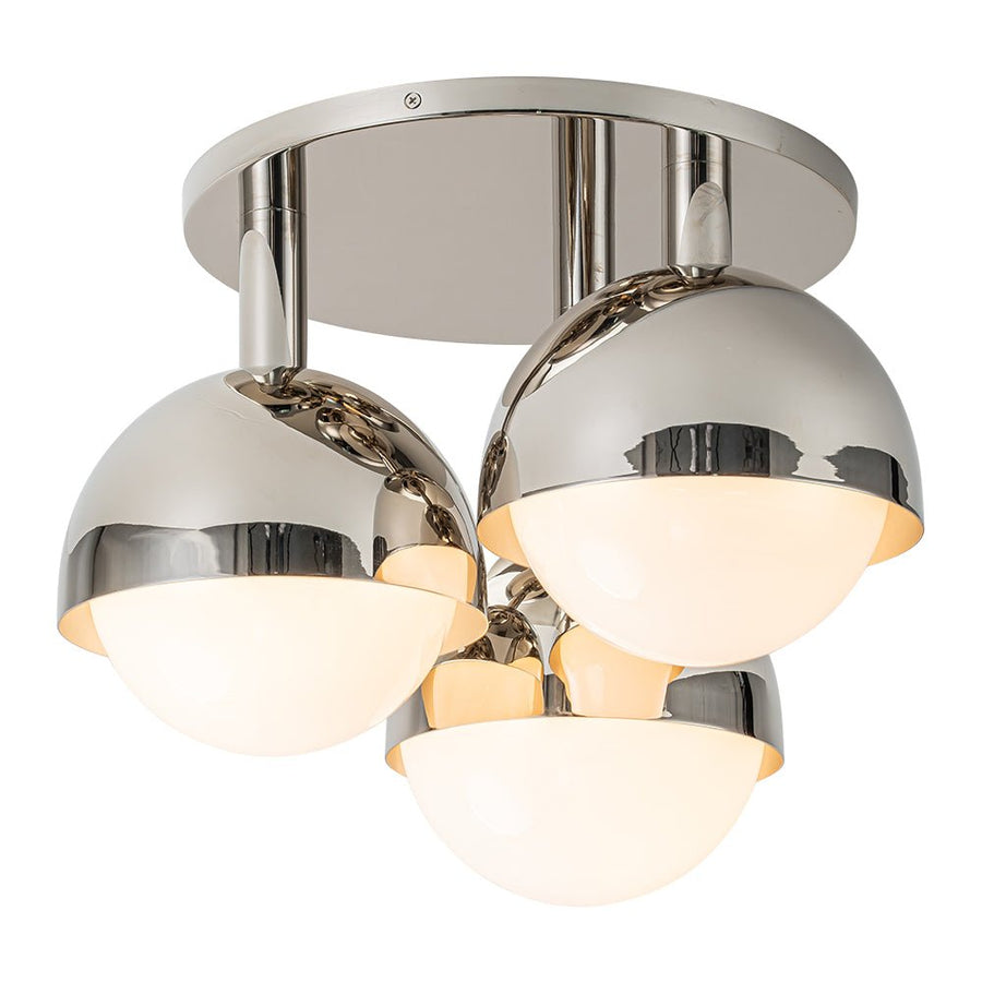 Farmhouze Light-Mid-Century 3-Light Milky Glass Globe Ceiling Light-Ceiling Light-Nickel-