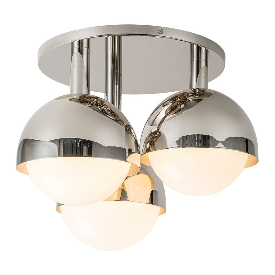 Farmhouze Light-Mid-Century 3-Light Milky Glass Globe Ceiling Light-Ceiling Light-Nickel-