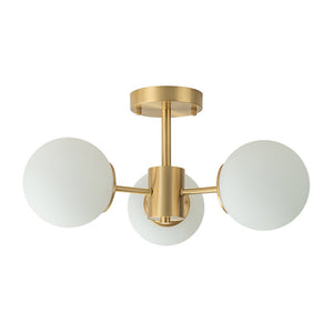 Farmhouze Light-Mid Century 3-Light Opal Glass Globe Ceiling Light-Ceiling Light-Brass-3-Light