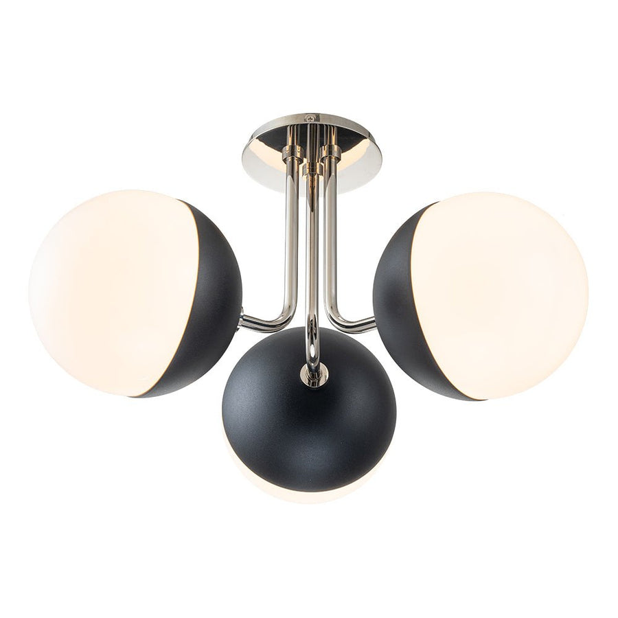 Farmhouze Light-Mid-century 3-Light Opal Glass Globe Ceiling Light-Ceiling Light-Nickel-