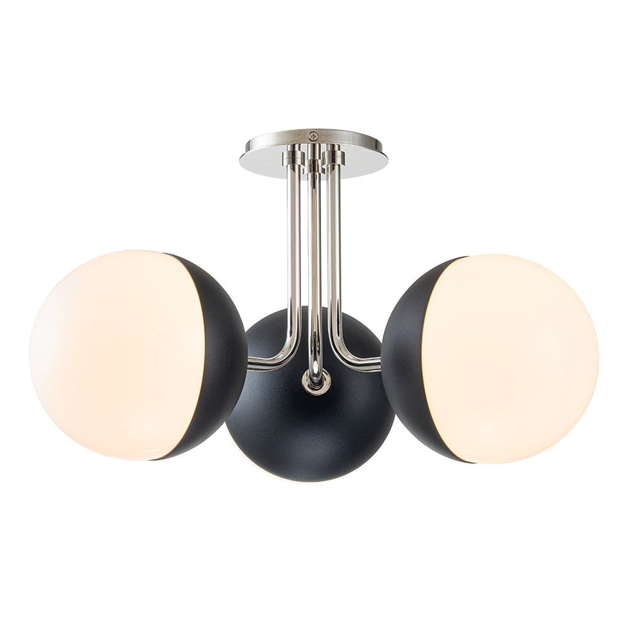 Farmhouze Light-Mid-century 3-Light Opal Glass Globe Ceiling Light-Ceiling Light-Nickel-