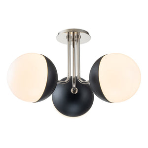 Farmhouze Light-Mid-century 3-Light Opal Glass Globe Ceiling Light-Ceiling Light-Nickel-