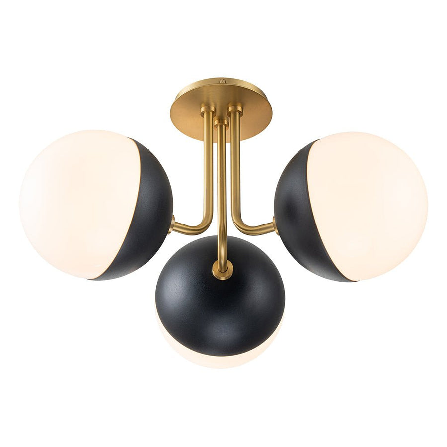 Farmhouze Light-Mid-century 3-Light Opal Glass Globe Ceiling Light-Ceiling Light-Nickel-