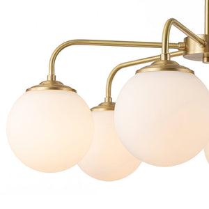 Farmhouze Light-Mid-Century 6-Light Opal Glass Globe Sputnik Chandelier-Chandelier-Brass-