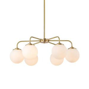 Farmhouze Light-Mid-Century 6-Light Opal Glass Globe Sputnik Chandelier-Chandelier-Brass-