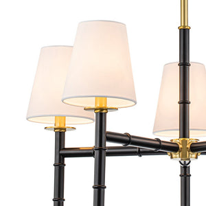 Farmhouze Light-Mid-Century Black Brass 5-Light Linen Shade Chandelier-Chandelier-5-Light-