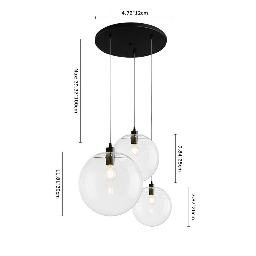 Farmhouze Light-Minimalist Glass Globe Pendant Light-Pendant-3-Lt-