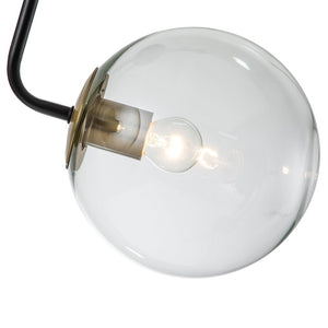 Farmhouze Light-Modern 3-Light Glass Globe Semi Flush Ceiling Light-Ceiling Light-Black Brass + Clear Glass-