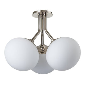 Farmhouze Light-Modern 3-Light Opal Glass Globe Semi Flush Mount Light-Ceiling Light-Nickel-