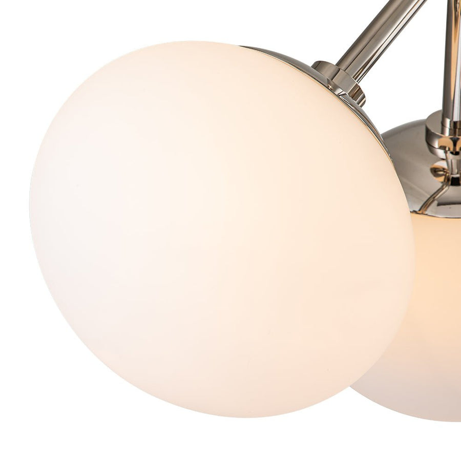 Farmhouze Light-Modern 3-Light Opal Glass Globe Semi Flush Mount Light-Ceiling Light-Nickel-