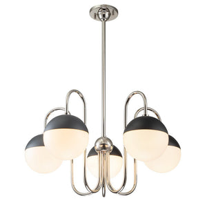 Farmhouze Light-Modern 5-Light Goose Arm Opal Glass Globe Chandelier-Chandelier-Nickel-