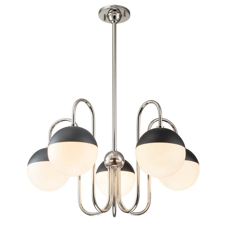 Farmhouze Light-Modern 5-Light Goose Arm Opal Glass Globe Chandelier-Chandelier-Nickel-