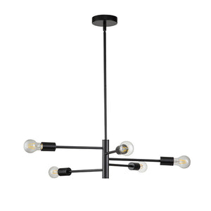 Farmhouze Light-Modern 5-Light Metal Sputnik Linear Chandelier-Chandelier-Black-