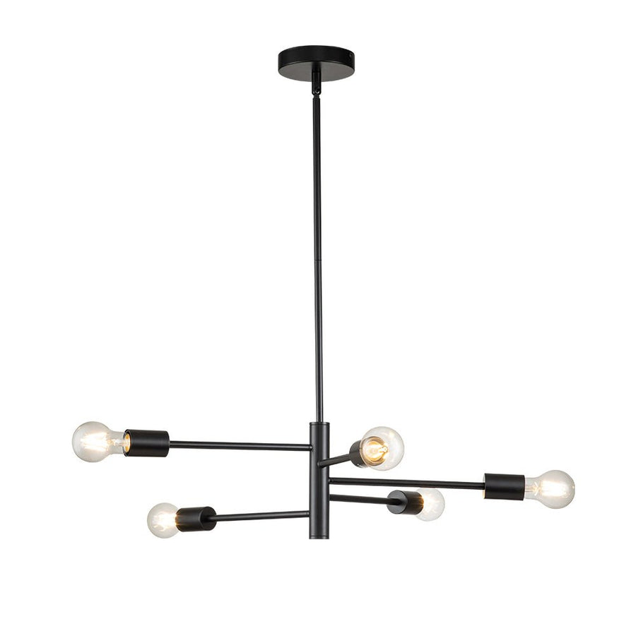 Farmhouze Light-Modern 5-Light Metal Sputnik Linear Chandelier-Chandelier-Black-