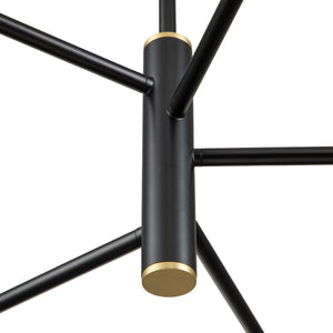 Farmhouze Light-Modern 5-Light Metal Sputnik Linear Chandelier-Chandelier-Black+Brass-